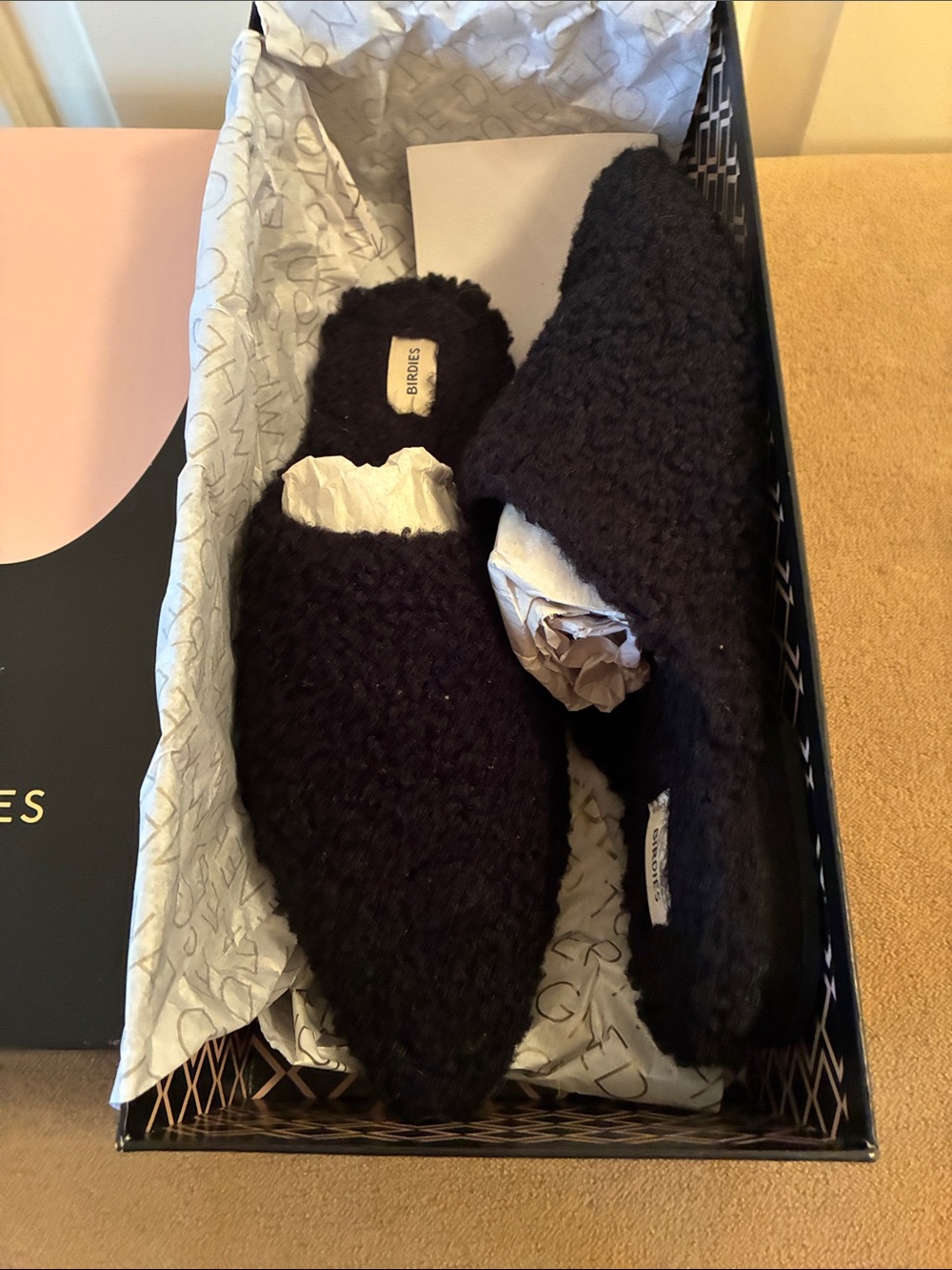 Birdies Black Fuzzy Slip-On Mules (The Lark)